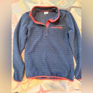 Columbia women’s blue Zip-Up Sweater with Coral Trim